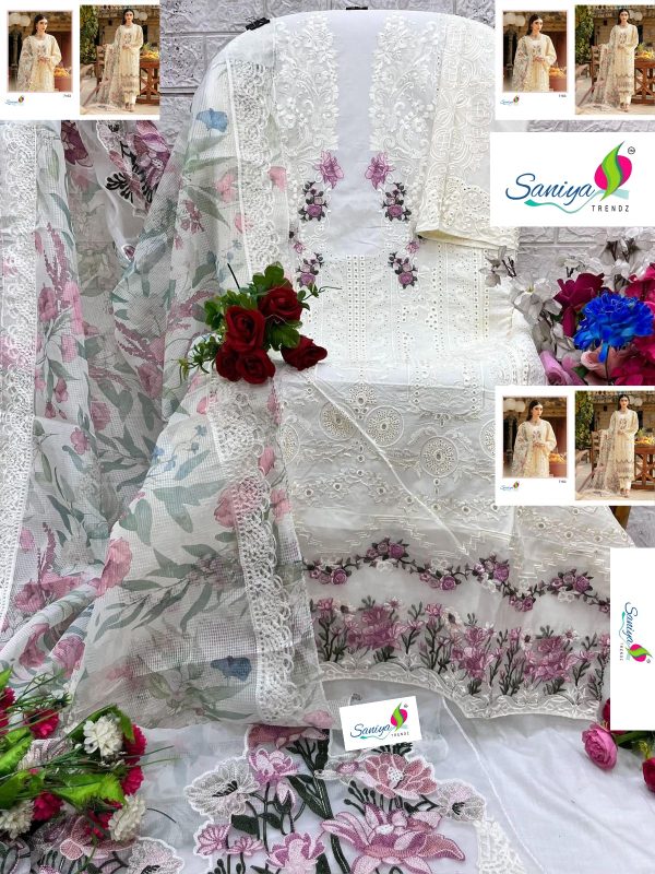 SANIYA TRENDZ 7163 CHIKANKARI COTTON SALWAR SUITS