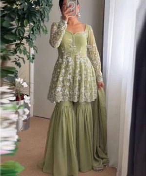 ST 184 DESIGNER GEORGETTE SHARARA SUITS ONLINE