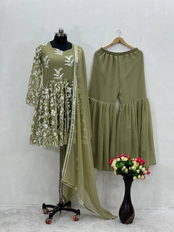 ST 184 DESIGNER GEORGETTE SHARARA SUITS ONLINE