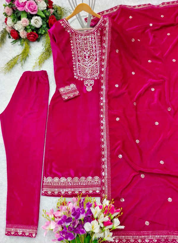 WOMEN WASTRA FD 101 A TRENDING VELVET SALWAR SUITS