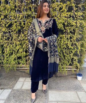 WOMEN WASTRA FD 7803 A TRENDING VELVET SUITS