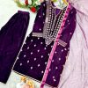 WOMEN WASTRA FD 7836 A TRENDING VELVET SHARARA SUITS
