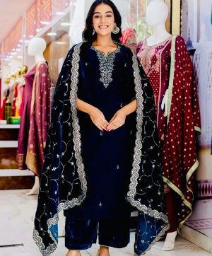 WOMEN WASTRA WW 1140 DESIGNER VELVET SALWAR SUITS
