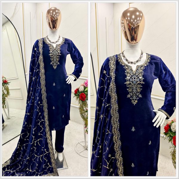 WOMEN WASTRA WW 1140 DESIGNER VELVET SALWAR SUITS