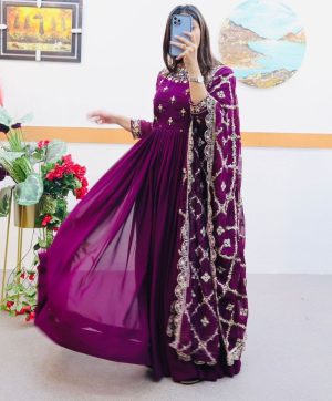 ZC 8989 B DESIGNER GEORGETTE GOWN WHOLESALE
