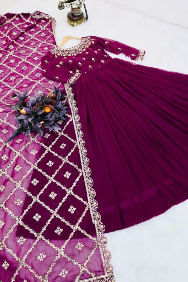 ZC 8989 B DESIGNER GEORGETTE GOWN WHOLESALE