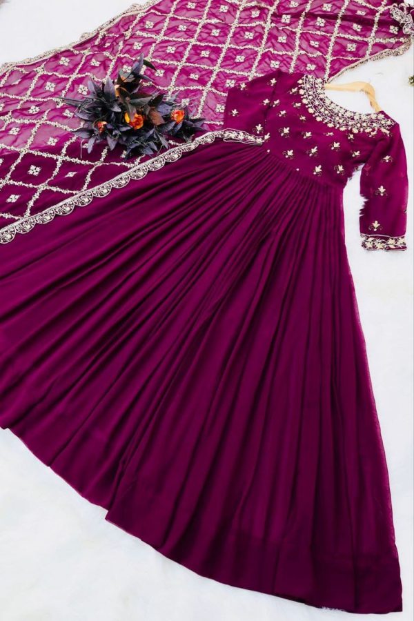 ZC 8989 B DESIGNER GEORGETTE GOWN WHOLESALE