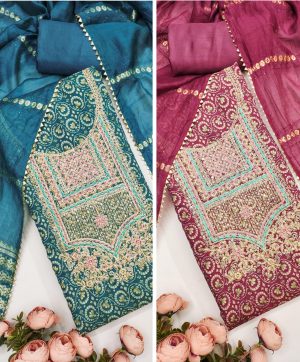 DESIGNER SUITS DS PV CHANDERI MATERIAL SUIT