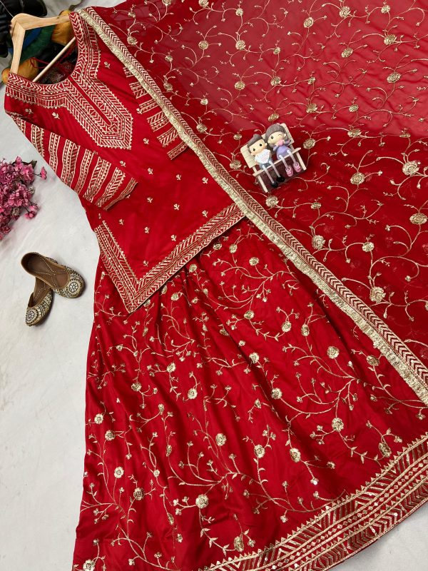 LC 1406 LATEST PREMIUM TAFFETA SILK LEHENGA