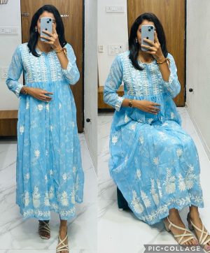 MOX CREATION LATEST LUCKNAWI CHICKANKARI GOWN