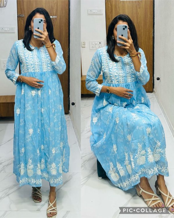 MOX CREATION LATEST LUCKNAWI CHICKANKARI GOWN