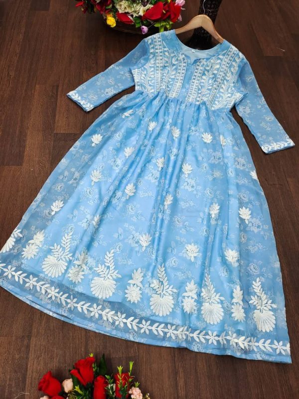 MOX CREATION LATEST LUCKNAWI CHICKANKARI GOWN