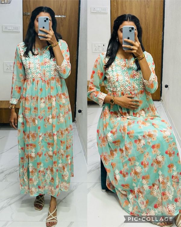 MOX CREATION LATEST LUCKNAWI CHICKANKARI GOWN