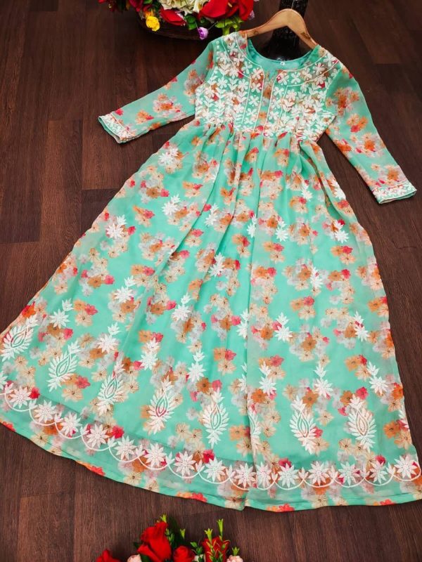 MOX CREATION LATEST LUCKNAWI CHICKANKARI GOWN