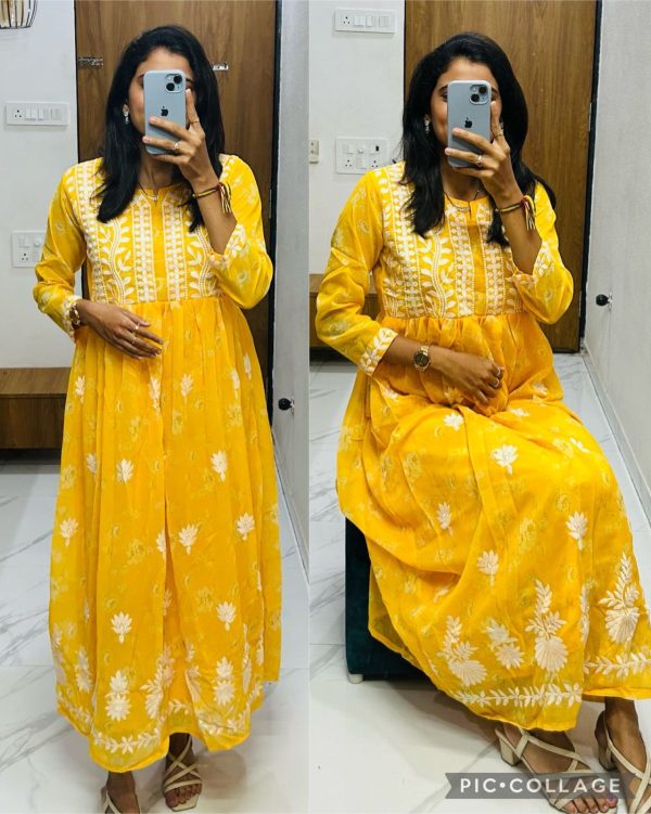 MOX CREATION LATEST LUCKNAWI CHICKANKARI GOWN