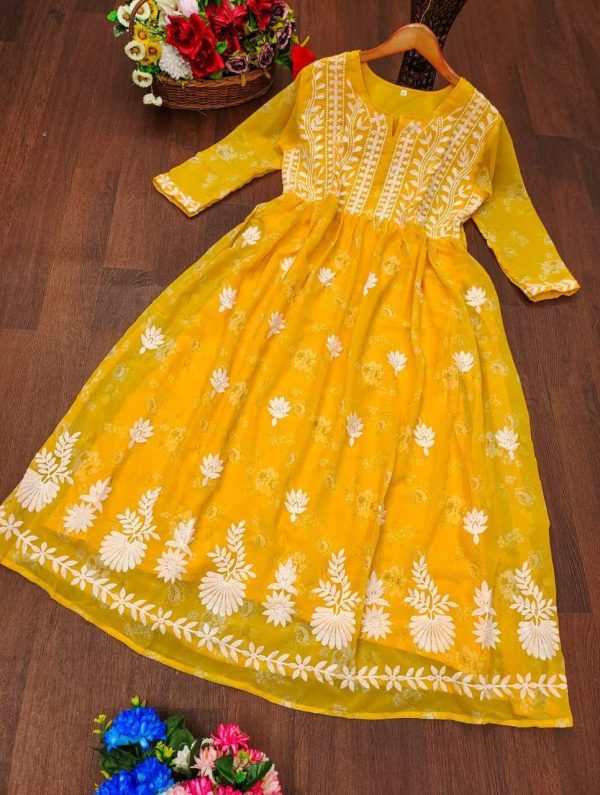 MOX CREATION LATEST LUCKNAWI CHICKANKARI GOWN