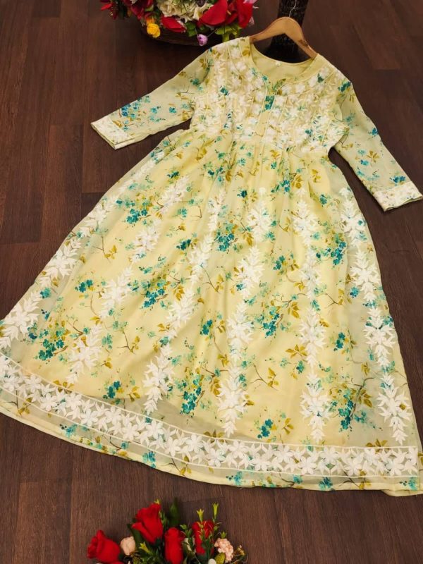 MOX CREATION LATEST LUCKNAWI CHICKANKARI GOWN