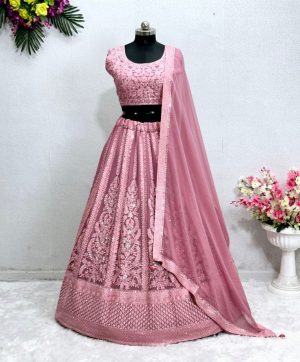 MT 1018 LATEST GEORGEET LEHENGA CHOLI WHOLESALE