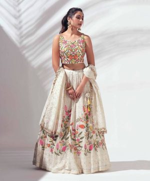 MT 1037 LATEST GEORGETTE LEHENGA CHOLI WHOLESALE