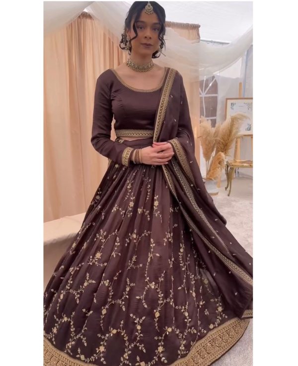 QRC 380 LATEST CHINON SILK LEHENGA CHOLI ONLINE