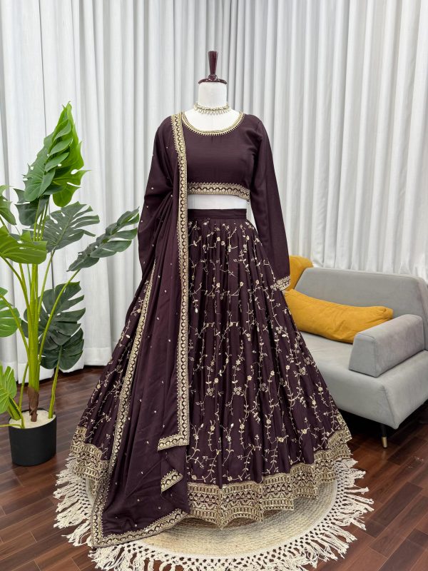 QRC 380 LATEST CHINON SILK LEHENGA CHOLI ONLINE