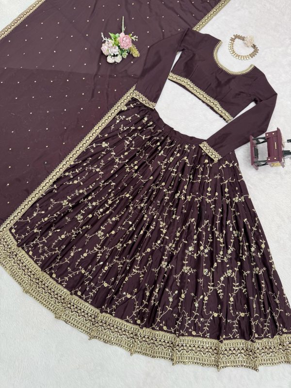 QRC 380 LATEST CHINON SILK LEHENGA CHOLI ONLINE