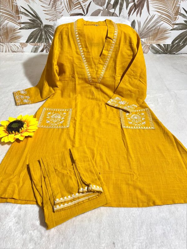 SC LATEST SLUB COTTON KURTI PANT WHOLESALE