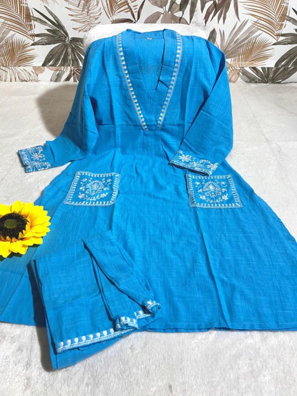 SC LATEST SLUB COTTON KURTI PANT WHOLESALE