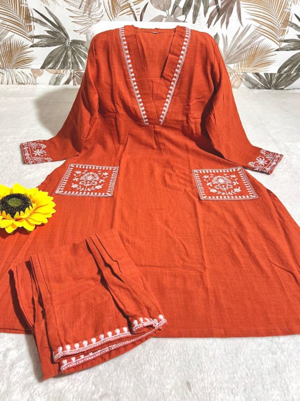 SC LATEST SLUB COTTON KURTI PANT WHOLESALE