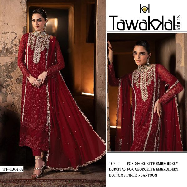 TAWAKKAL FABRICS 1302 A GEORGETTE PAKISTANI SUIT