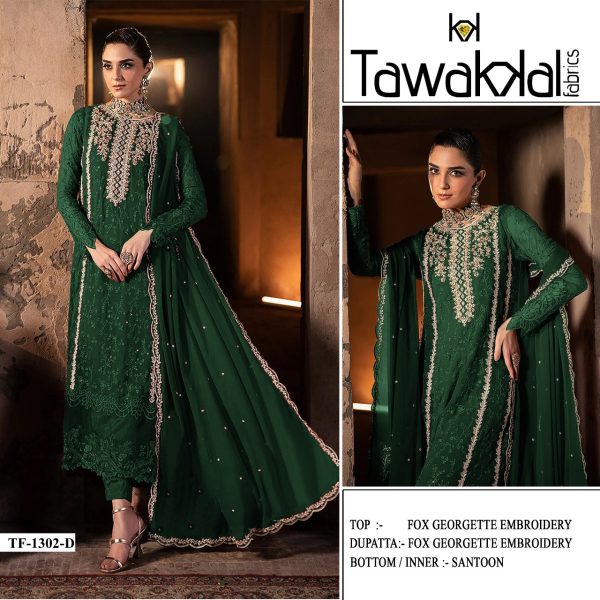 TAWAKKAL FABRICS 1302 D GEORGETTE PAKISTANI SUIT