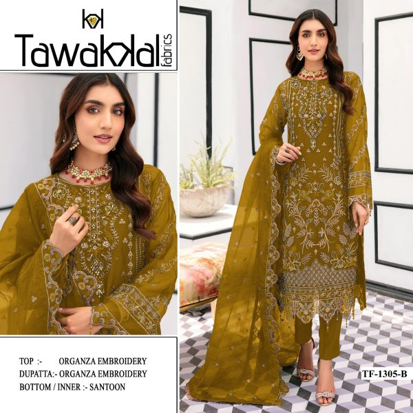 TAWAKKAL FABRICS TF 1305 B ORGANZA PAKISTANI SUIT