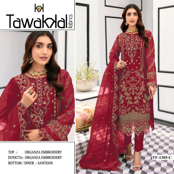 TAWAKKAL FABRICS TF 1305 C ORGANZA PAKISTANI SUIT