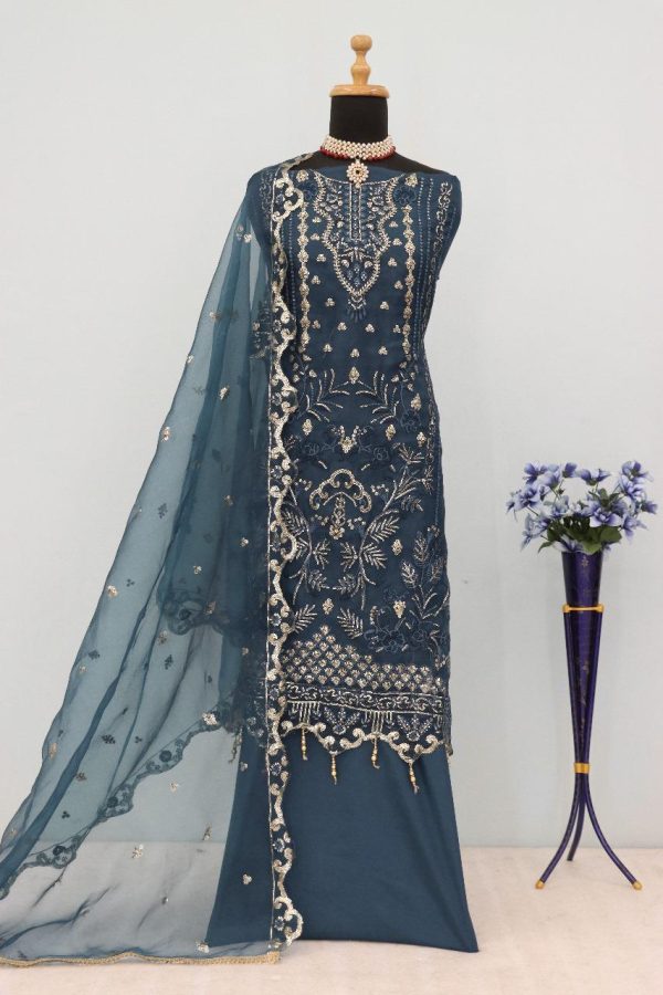 TAWAKKAL FABRICS TF 1305 D ORGANZA PAKISTANI SUIT