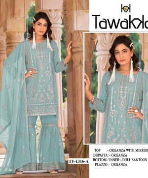 TAWAKKAL FABRICS TF 1316 A ORGANZA SALWAR SUITS