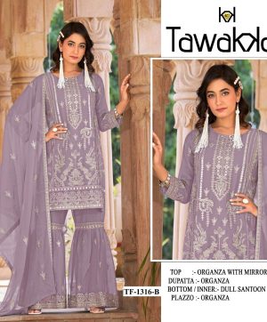 TAWAKKAL FABRICS TF 1316 B ORGANZA SALWAR SUITS