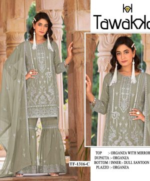 TAWAKKAL FABRICS TF 1316 C ORGANZA SALWAR SUITS