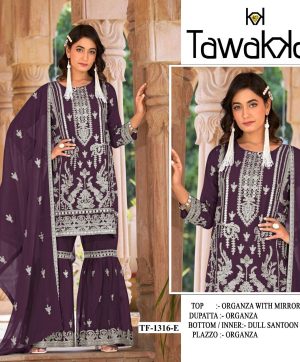 TAWAKKAL FABRICS TF 1316 E ORGANZA SALWAR SUITS