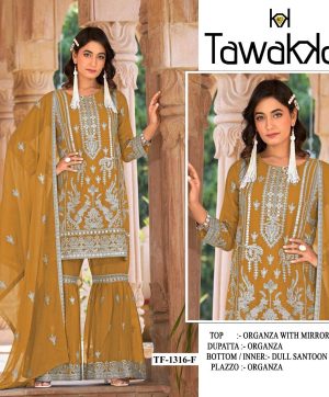 TAWAKKAL FABRICS TF 1316 F ORGANZA SALWAR SUITS
