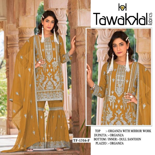 TAWAKKAL FABRICS TF 1316 F ORGANZA SALWAR SUITS