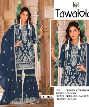 TAWAKKAL FABRICS TF 1316 G ORGANZA SALWAR SUITS