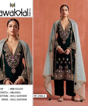 TAWAKKAL FABRICS TF 1320 A PAKISTANI VELVET SUITS