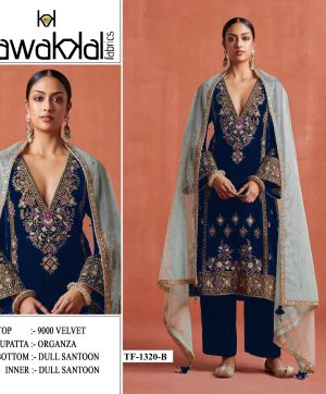TAWAKKAL FABRICS TF 1320 B PAKISTANI VELVET SUITS