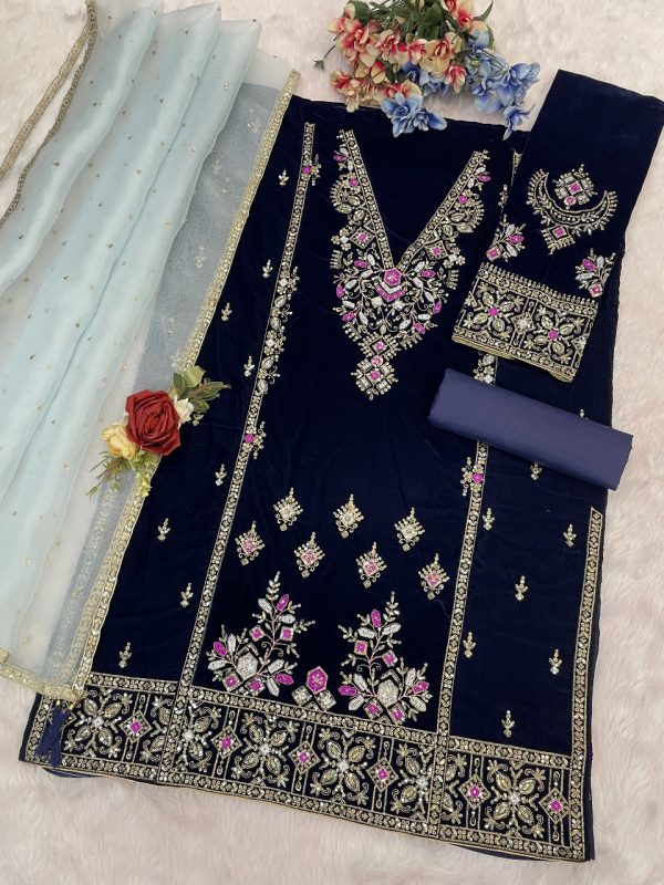 TAWAKKAL FABRICS TF 1320 B PAKISTANI VELVET SUITS