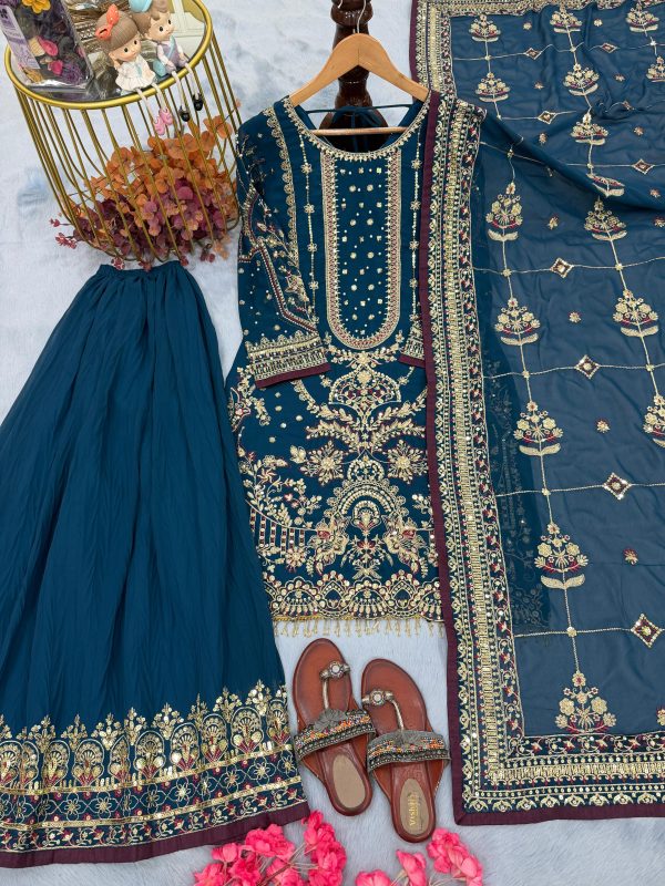 AD 213 BLUE DESIGNER SALWAR KAMEEZ