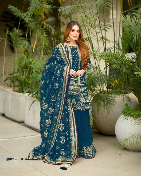 AD 213 BLUE DESIGNER SALWAR KAMEEZ
