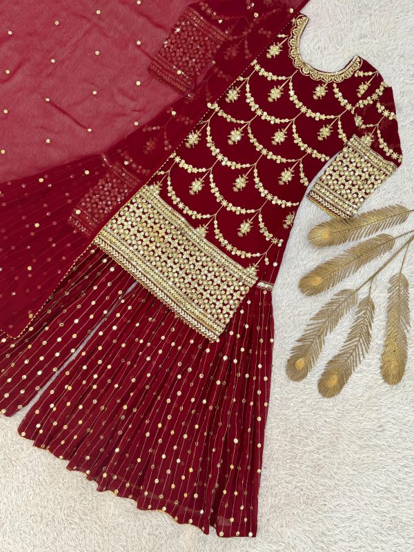 JL 1051 RED SHARARA LUXURY WEAR