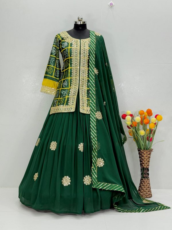 KF 1709 GREEN LEHENGA WHOLESALER ONLINE