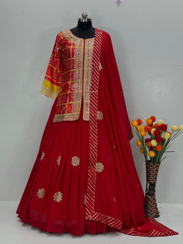 KF 1709 RED LEHENGA WHOLESALER ONLINE