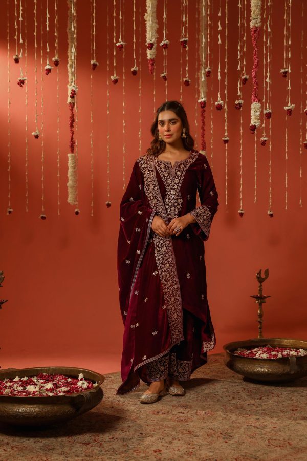 LC 1411 MAROON VELVET SALWAR KAMEEZ